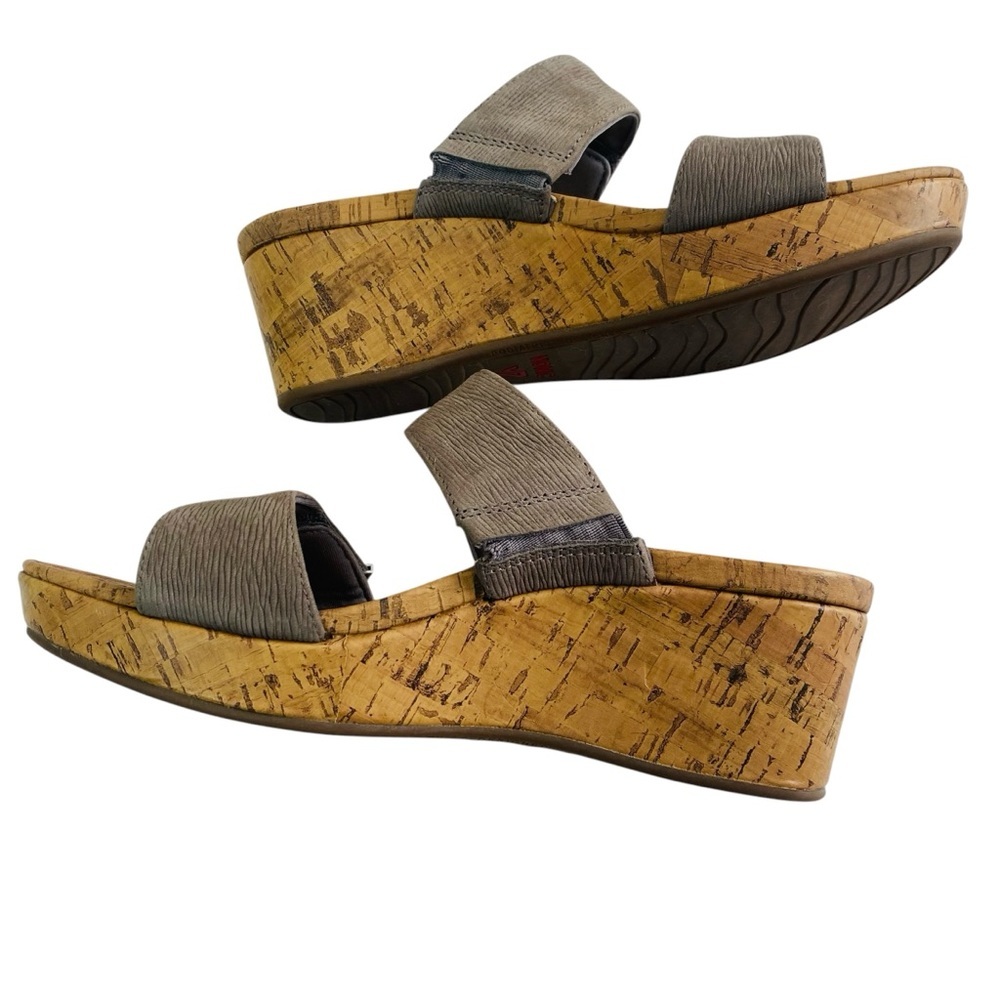 Vionic Grey Pepper Cork Wedge Slip On Sandals Size 9